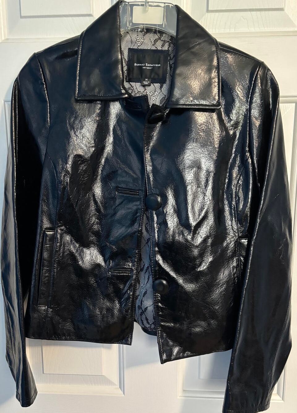 Behnaz Sarafpour Target 2006 Archival Patent Genuine Leather Lace Jacket Medium
